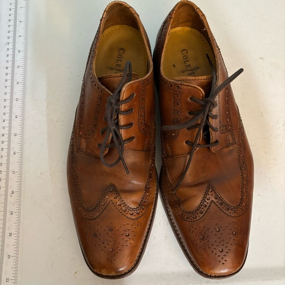 Cole Haan men’s tan leather wingtip oxfords in size 10.5 C09303 - Picture 5 of 12